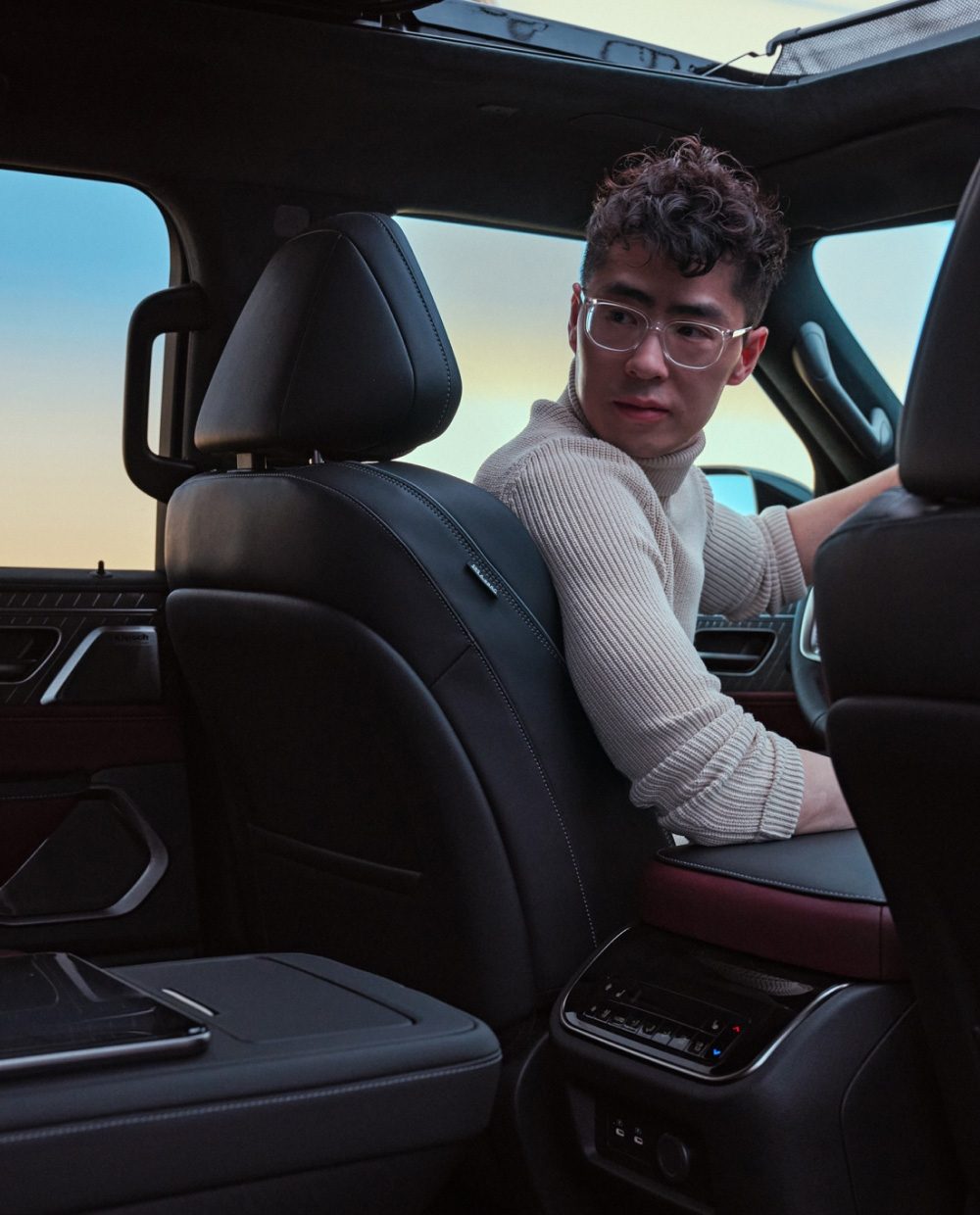 Interior view of INFINITI designer looking back in QX80