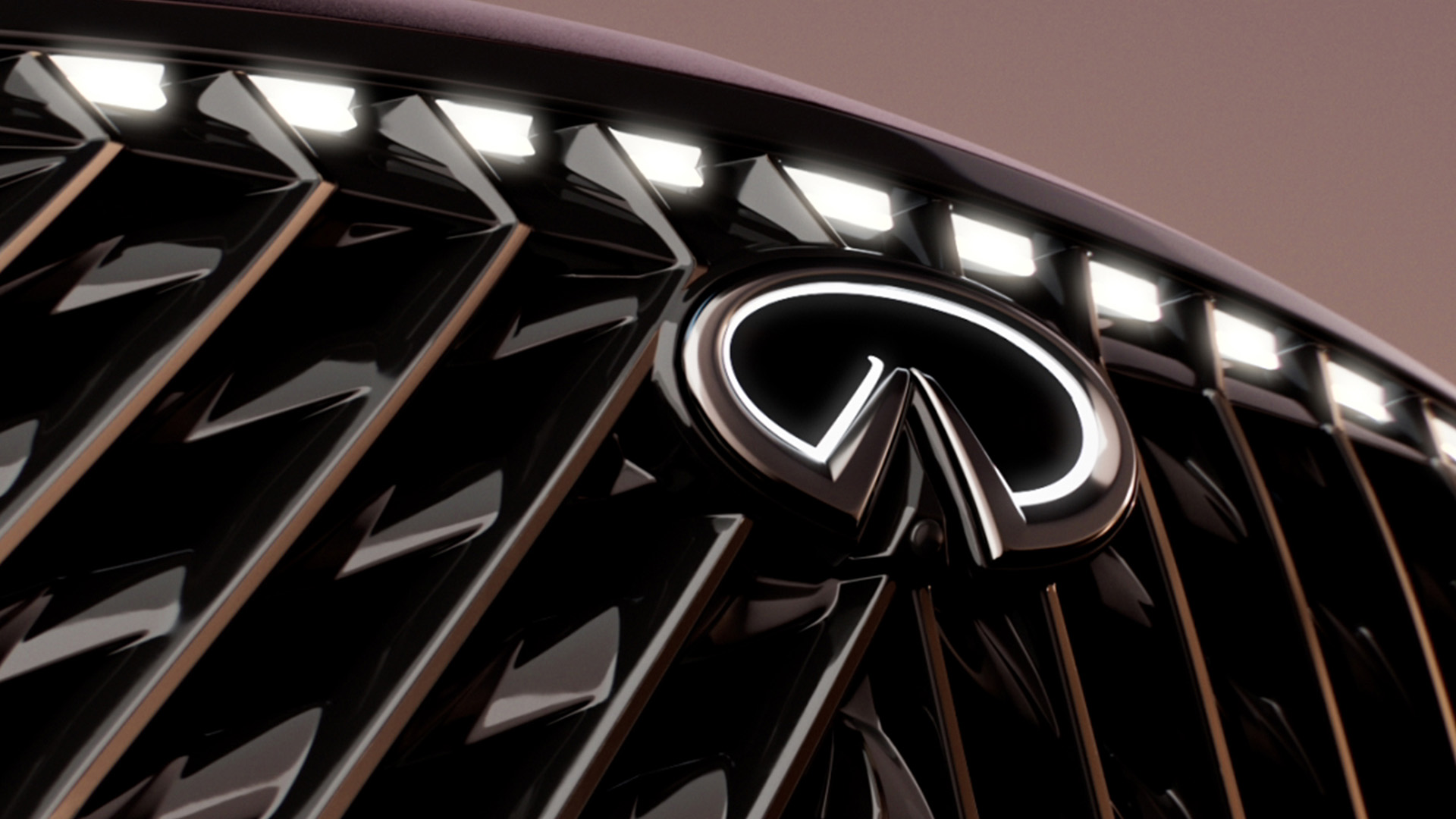 QX65 grille with dramatic vertical blades and INFINITI emblem