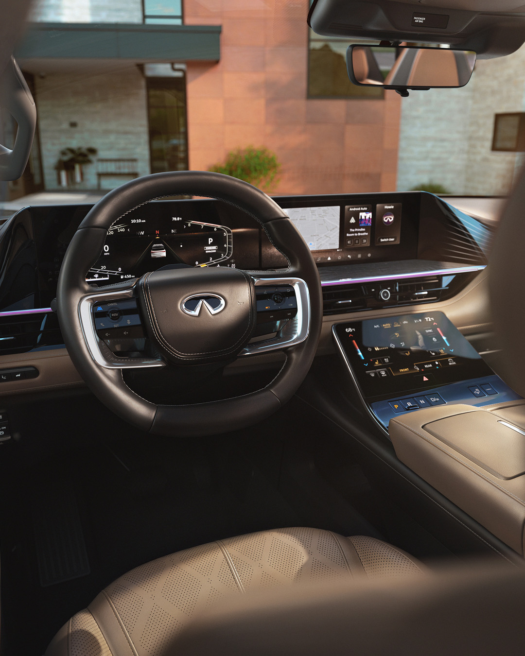 Interior view of INFINITI dashboard with IQ technologies