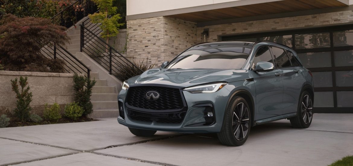 2025 INFINITI QX50 parked on driveway highlighting dimensions
