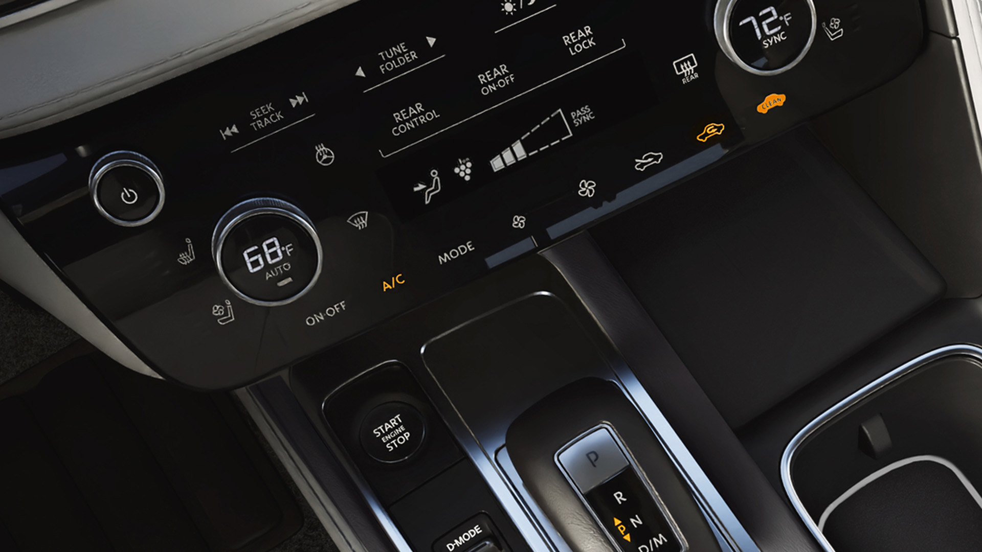 Center console of the 2027 INFINITI QX60 showing advanced dual-zone climate control