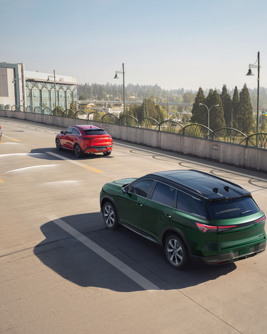 2027 INFINITI QX60 in traffic with Lane Change Assist activated
