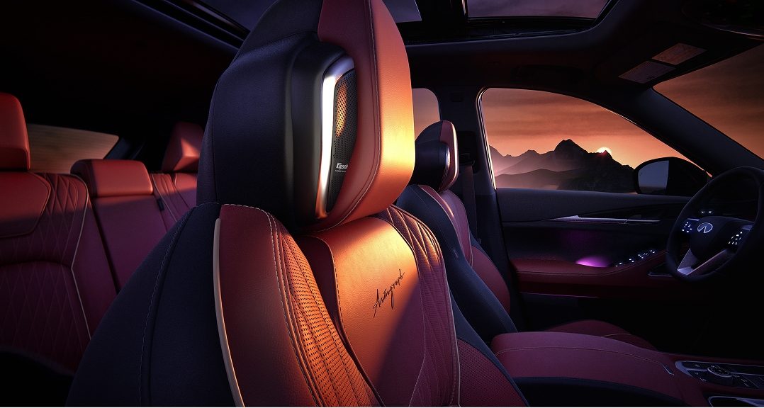 INFINITI QX65 premium headrest speaker integrated into luxury seating