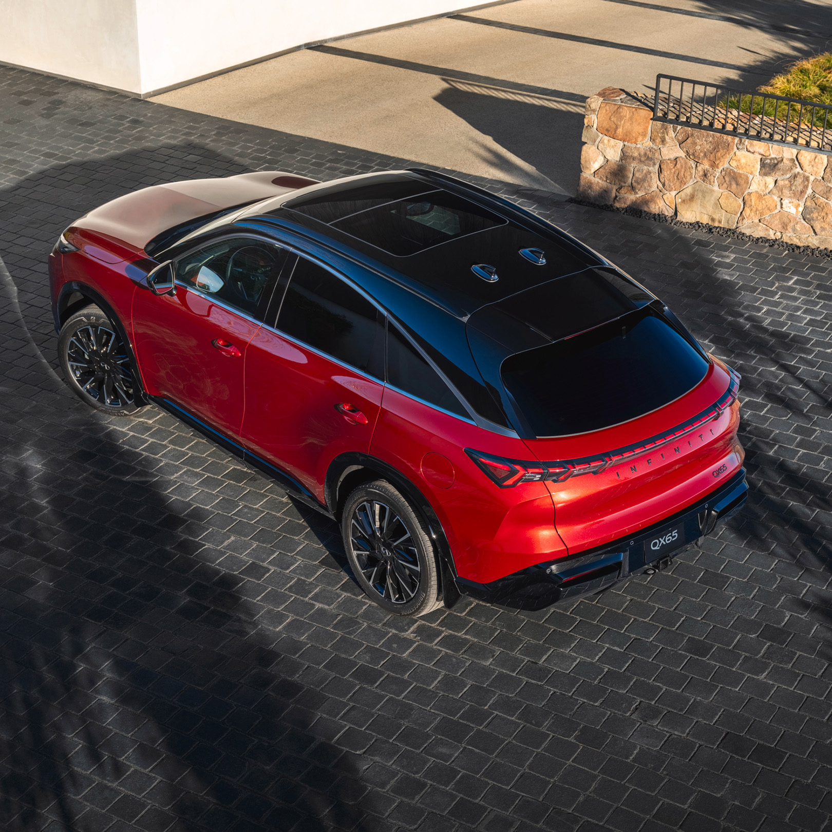 2027 INFINITI QX65 viewed from above showcasing Intelligent Key remote functionality
