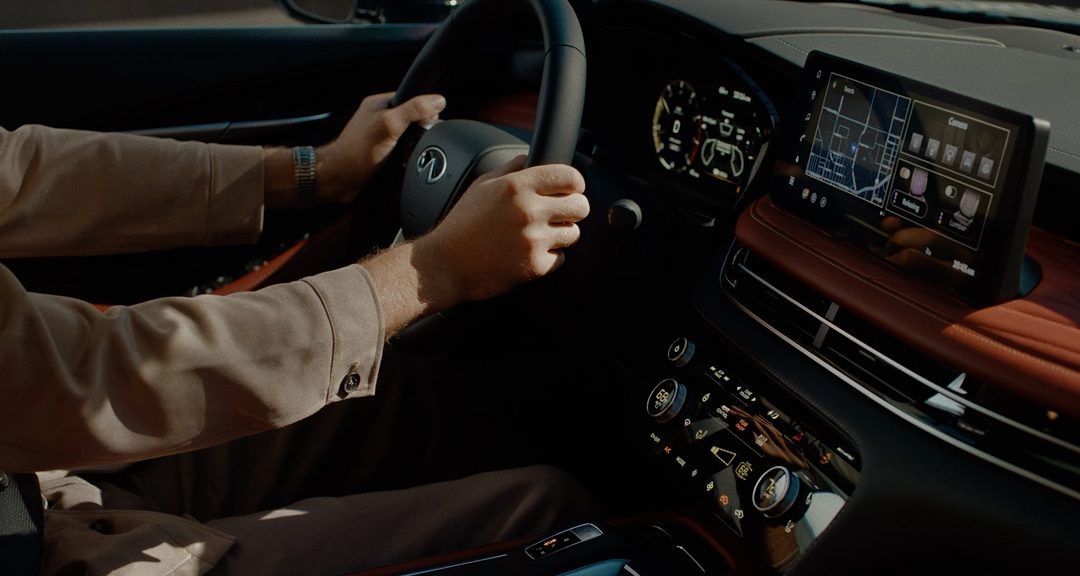 INFINITI InTouch with Google built-in displayed on the dashboard of the 2027 INFINITI QX65