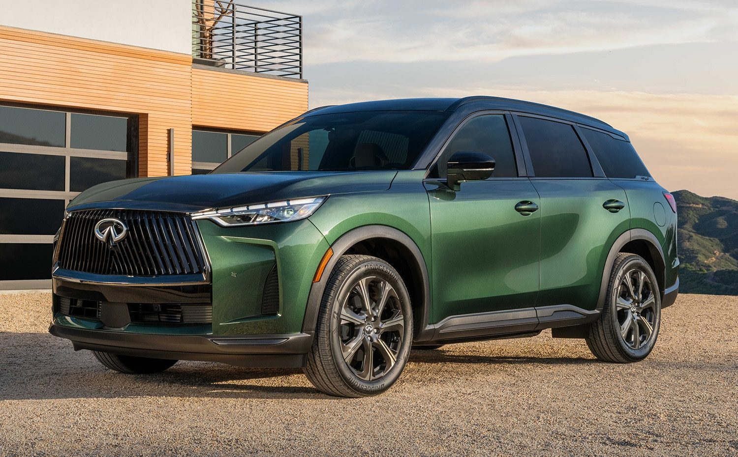 2027 INFINITI QX60 sage green luxury SUV exterior design