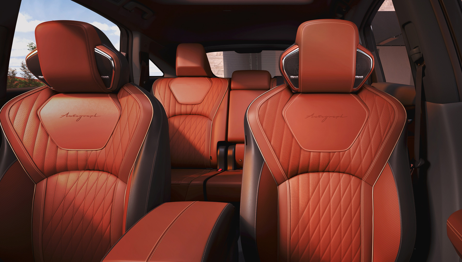 2027 INFINITI QX65 interior with quilted seating and tri-zone climate control